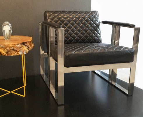 Hazenkamp Furnitures - Retro-Sessel aus Echtleder mit Metallgestell