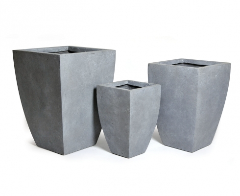 Mega Ceramics - Blumenkübel Fibreclay Grau L 42cm x B 42cm x H 59cm