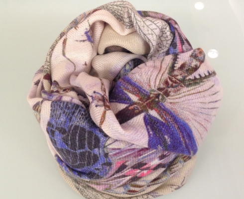 Alberotanza - Hochwertiger Schal aus Cashmere, Motiv: Insekten - Lila/Violett