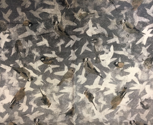 Birds on The run - Tuch mit Vogel-Print, Grautöne
