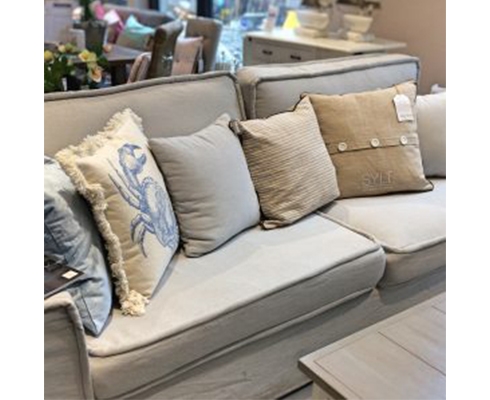 Rivièra Maison - Metropolis Sofa 3,5 Seater, Washed Cotton, Ash Grey