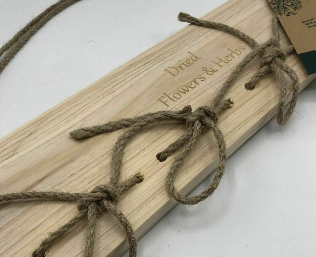 1st Tannendiele - Holzhalterung zum Trocknen von Blumen und Kräutern (mit Seil)