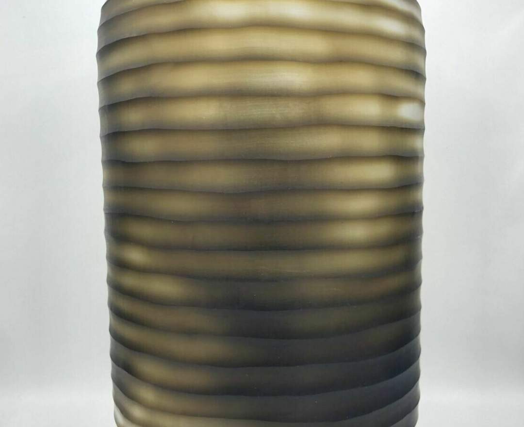 1st Tannendiele - Carved cylinder glass vase, brown (groß)