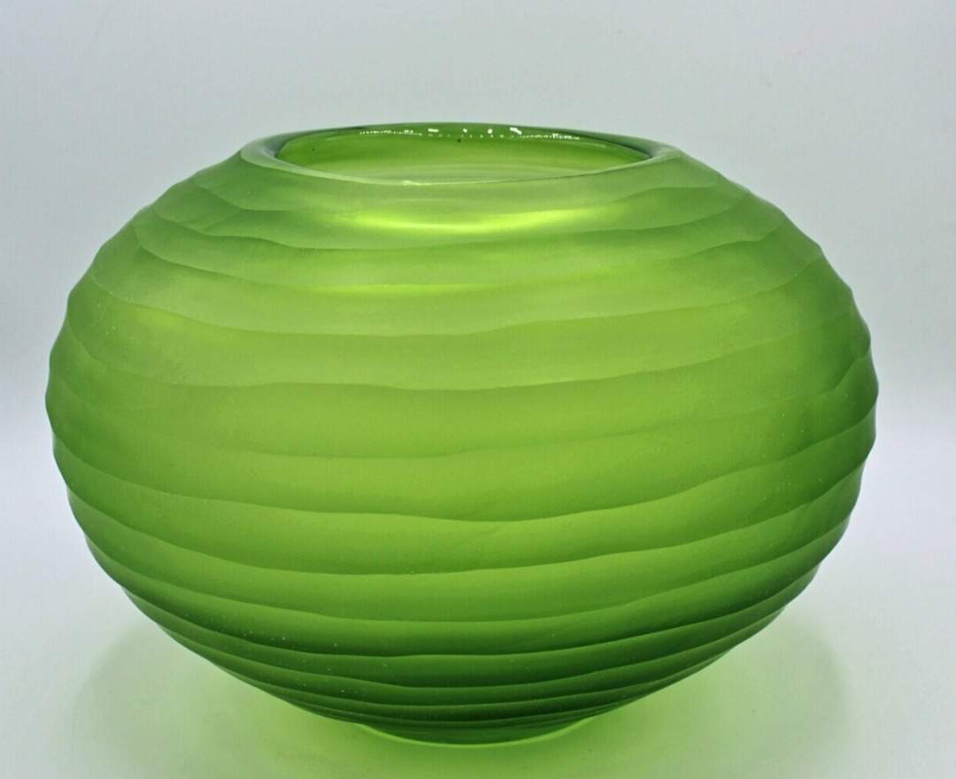 1st Tannendiele - Carved glass vase, light green