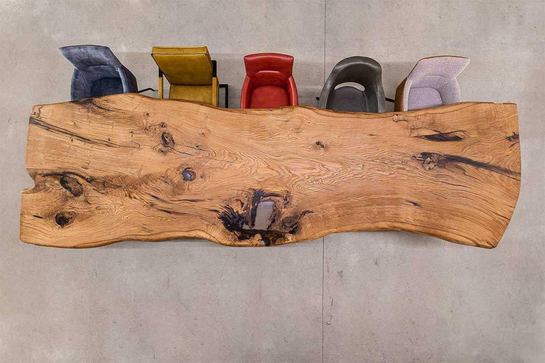 wohnsektion - Baumtischplatte aus Eiche 465 x 135cm