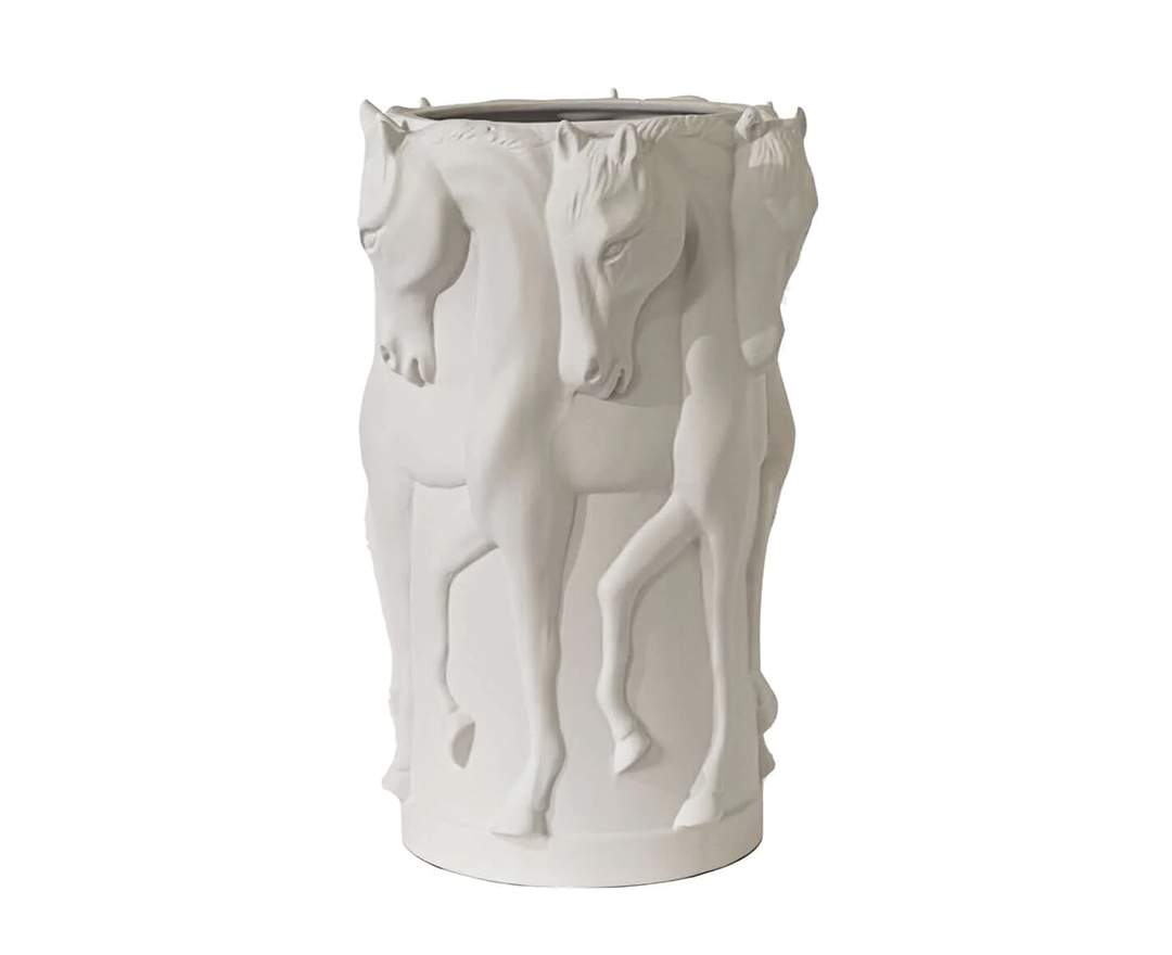Adamsbro Vase Keramik Weiß Dancing Horses