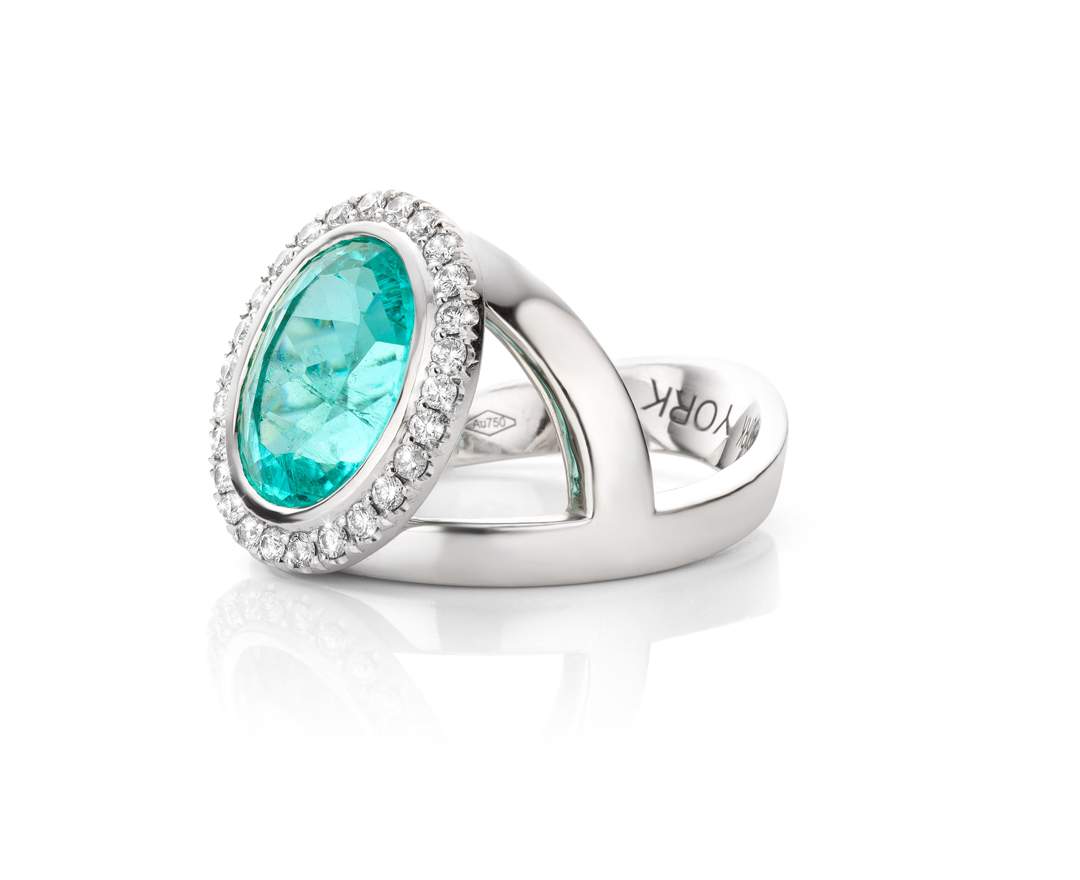 YORK Jewellery Y-Ring Princess Paraïba & Diamond