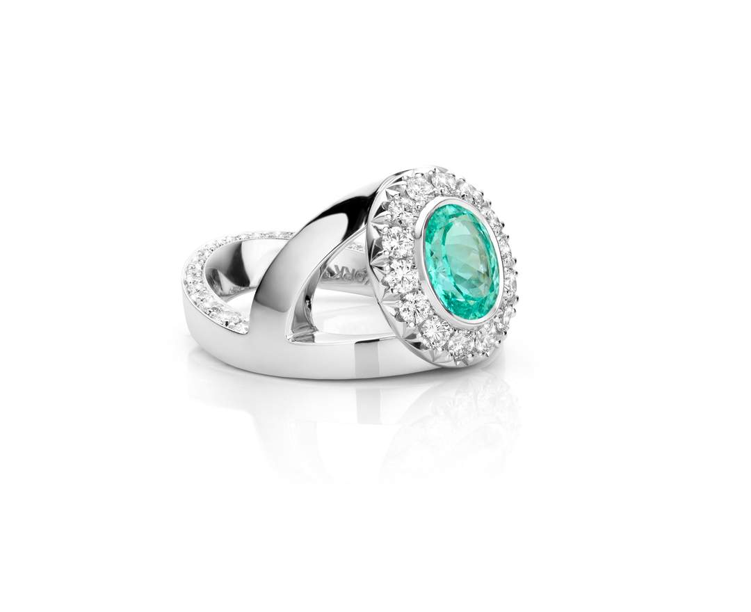 YORK Jewellery Y-Ring Princess Paraïba & Diamond