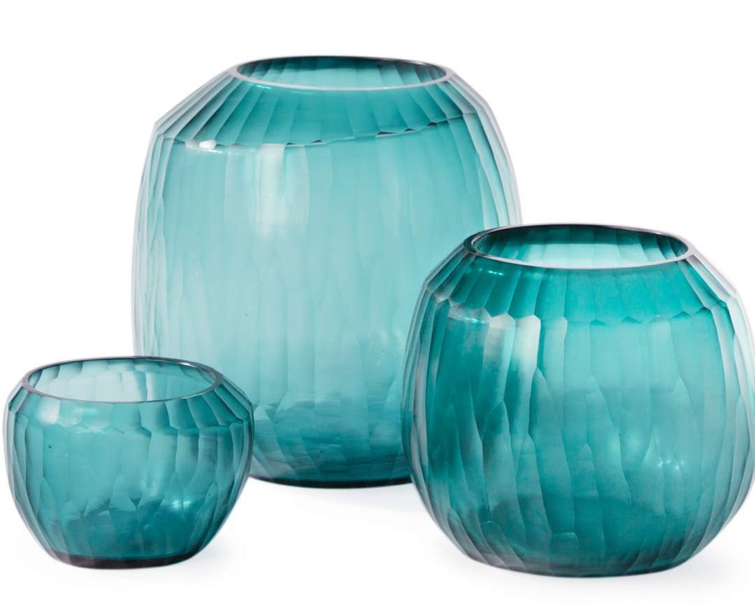 Guaxs - Malia Vasen und Teelichthalter klar/petrol - Teelichthalter