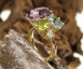 Handmade - Goldschmiedearbeit Farbstein-Diamant-Ring 14 Kt Gelbgold Thumbnail