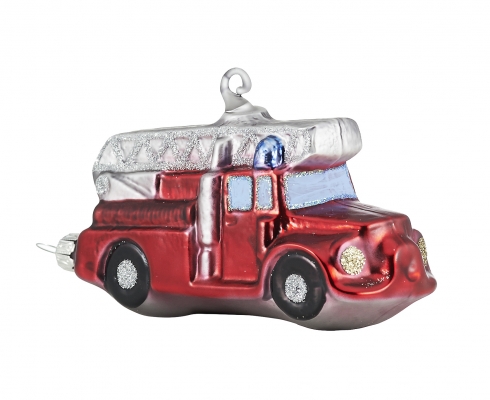 Rödentaler Living Glass - Christbaumschmuck Glas-Feuerwehrauto 10 cm
