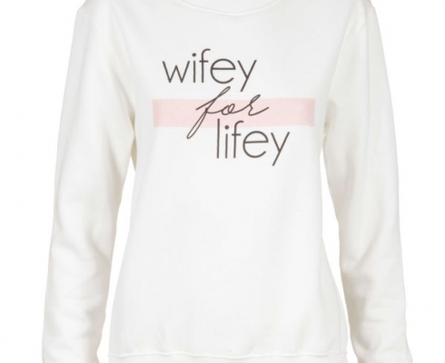 IAY Collection - IAY BRIDAL SWEATSHIRT MIT PRINT ‚WIFEY FOR LIFEY‘ IN IVORY
