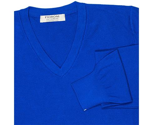 Fioroni Cashmere - V-Kragenpullover in blau