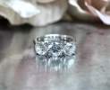 Infinity Juwelen - Trilogie Ring Verlobungsring mit Drei Zirkonia Steinen aus 14K Weissgold Thumbnail