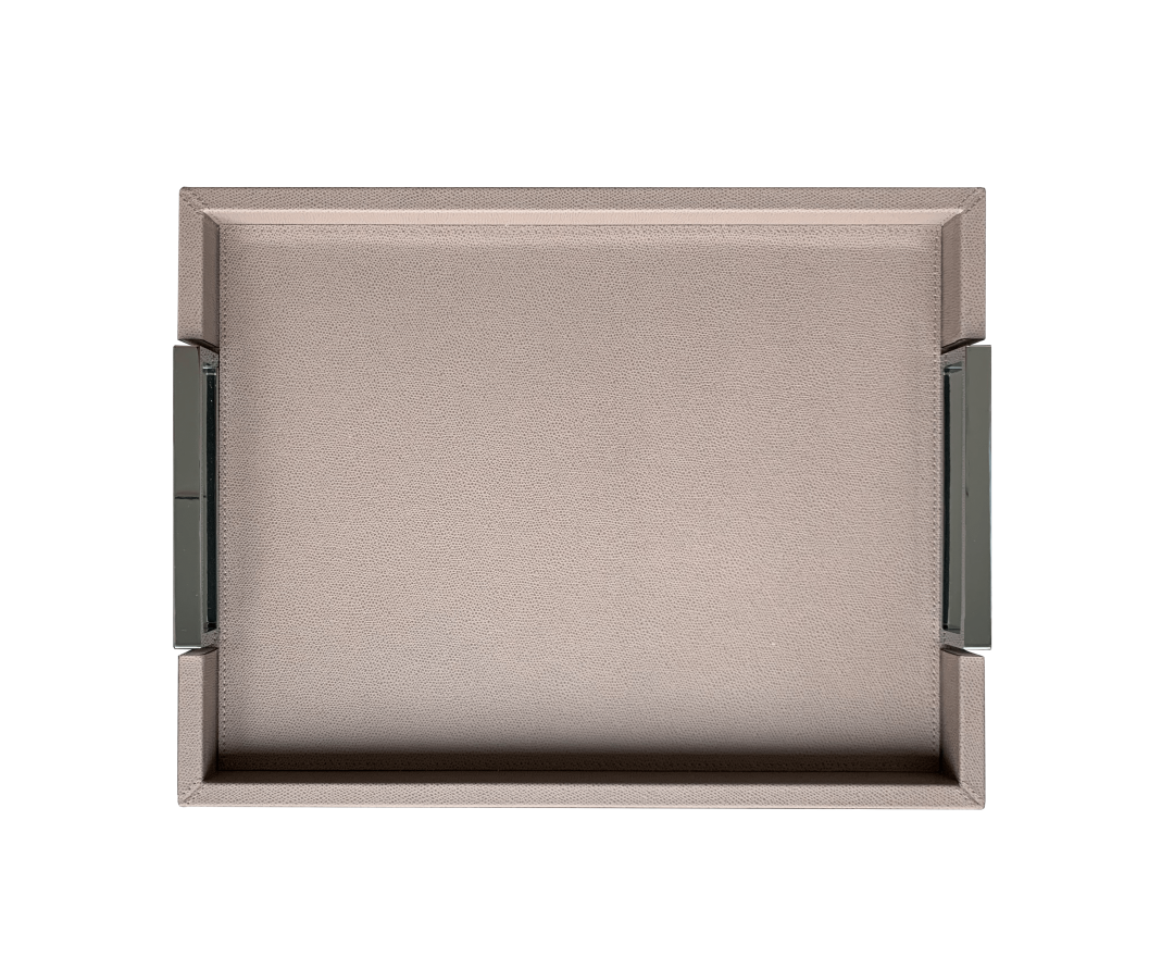 Giobagnara - Giobagnara, Tablet Victor Tray Small, Farbe Stone, Leder