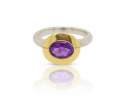 Goldschmiede TRAPEZ - Birgit Johannsen - Ring mit Amethyst, Silber und 18 Karat Gold Thumbnail