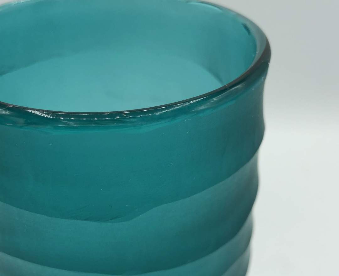 1st Tannendiele - Carved cylinder glass vase, aqua