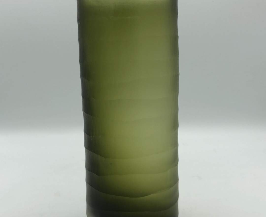 1st Tannendiele - Carved cylinder glass vase, dark green