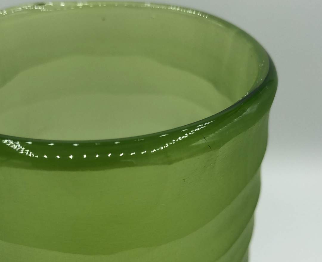 1st Tannendiele - Carved cylinder glass vase, grass green, L