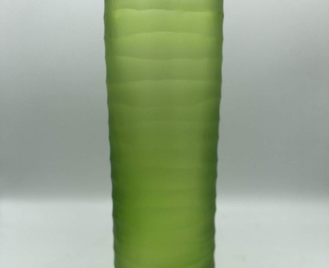 1st Tannendiele - Carved cylinder glass vase, grass green, L