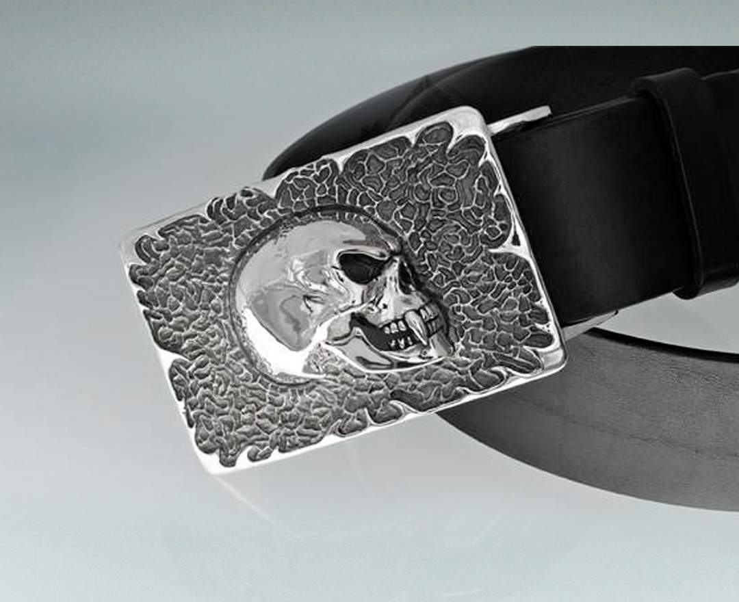 MM Edition - Gürtelschließe Side Skull 925 Silber massiv