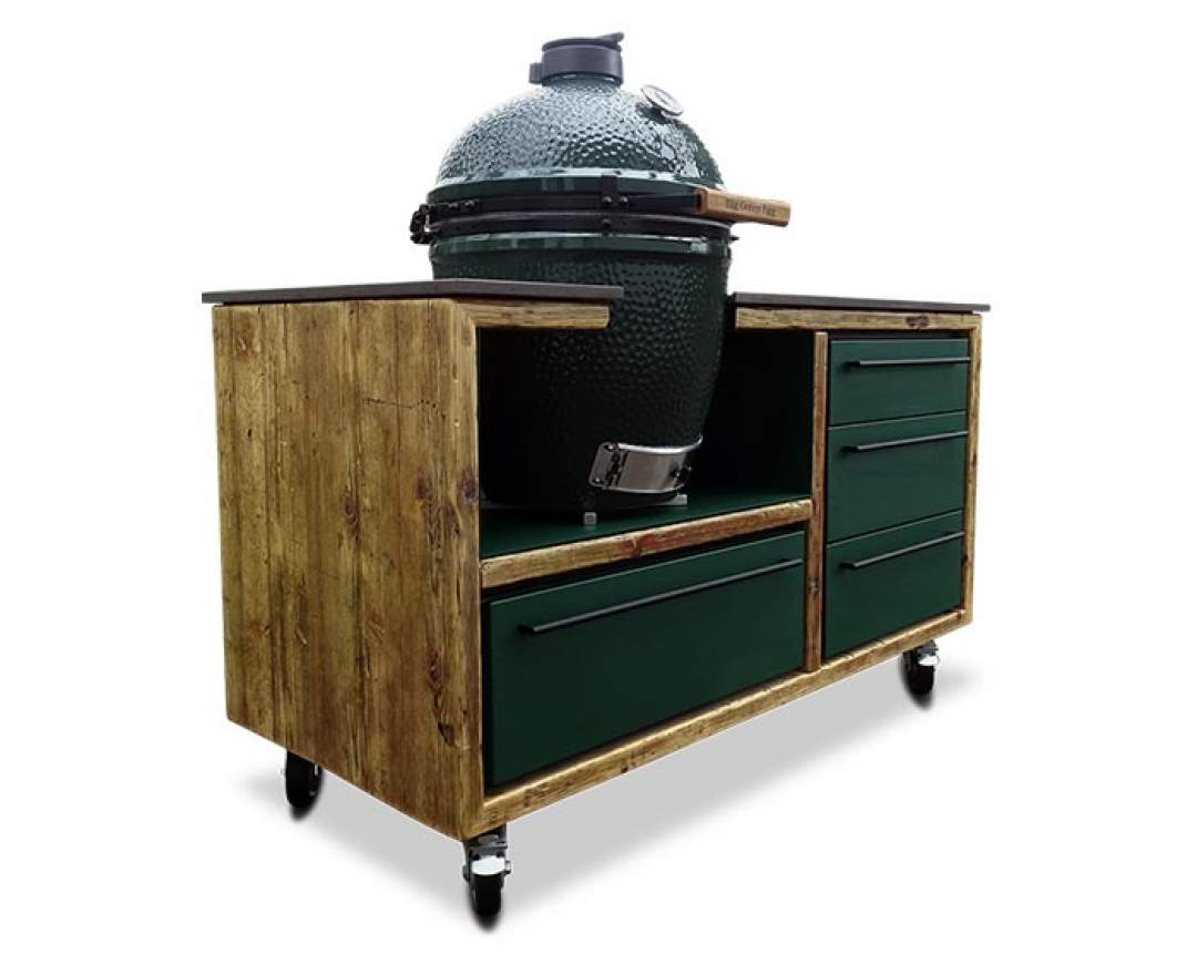 MM-Outdoorküchen - 800 KGOH Kombi Orga-Grillmodul aus Altholz für Keramikgrills
