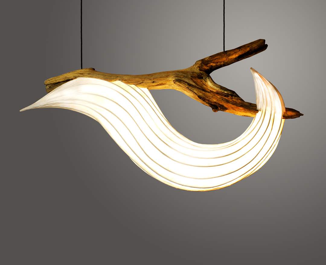 Art Luminari - Lichtskulptur XUBIS, Treibholz/Papierleuchte