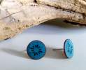 Kielfalt - Emaille-Ohrstecker petrol mit Ornament Thumbnail