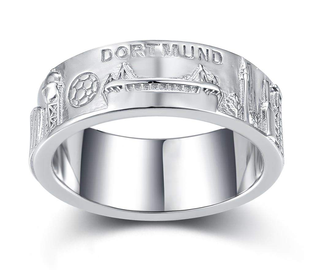 3D-Ringdesign - 3D Dortmund Ring, plastisch ausgearbeiteter 925/Sterlingsilber Ring