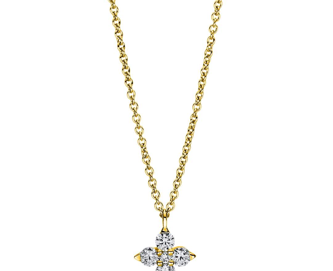 Linschmann - Collier 750/- Gelbgold Collier mit Öse, 4 Brillanten TW/si 0,26 ct. 1 Brillant 0,02 ct. TW/si, 45,7 cm Länge