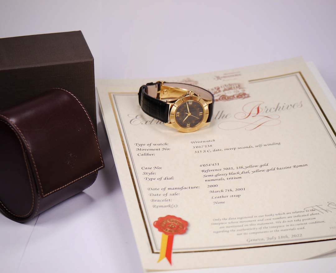 Patek Philippe - Patek Philippe Mens Neptune 5081 2000 36mm 18 Karat inkl. Archive Extract & Travelbox