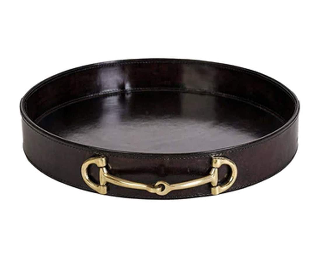 Adamsbro - Tablett Leder Leather Tray Snaffle Bit Goldenes Gebiss Equestrian Collection
