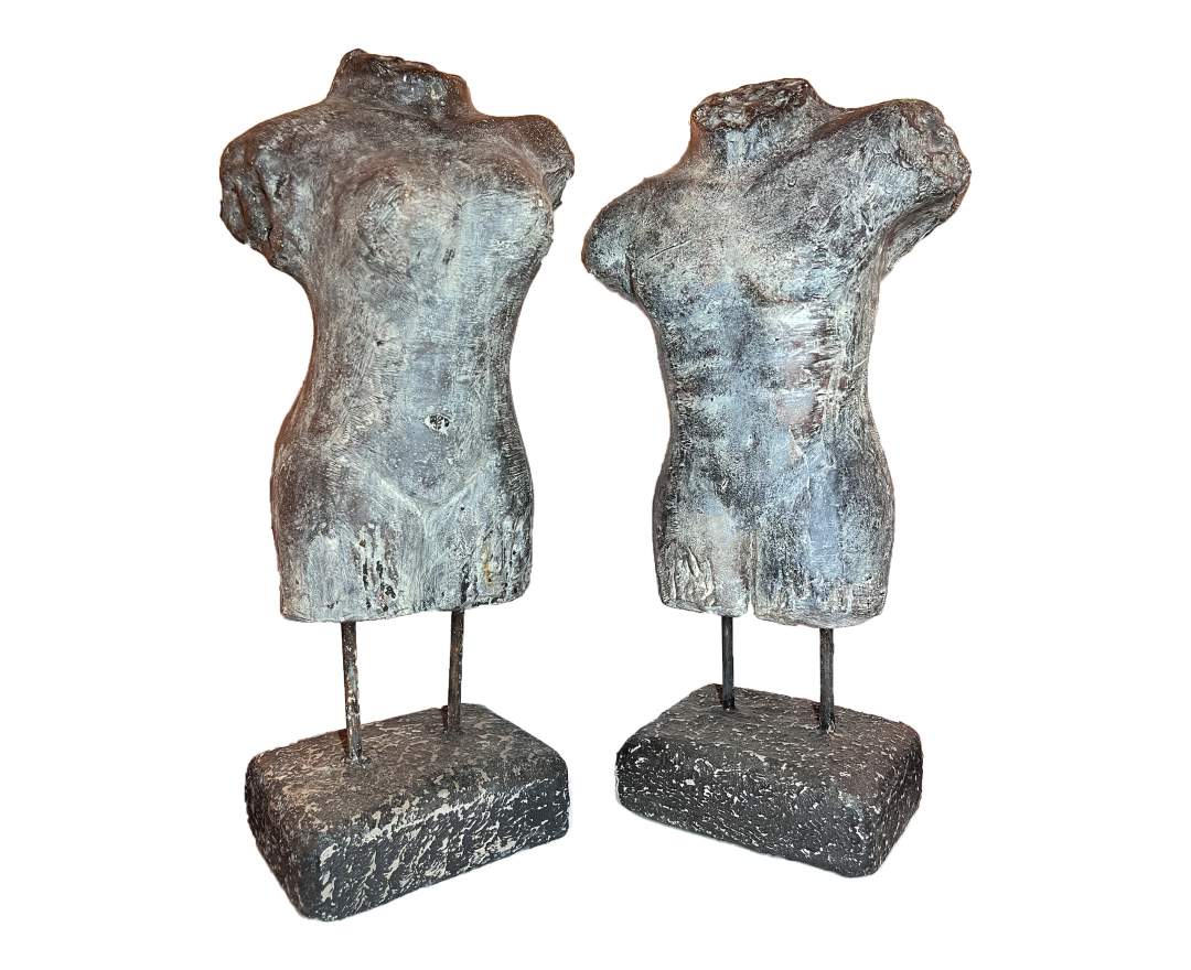 Skulptur - Skulptur, Torso Mann, Grau
