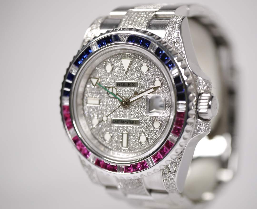 Rolex - Rolex GMT-Master II 2009 Iced Out Diamonds 116710 LC410 Japan inkl. Box & Papiere