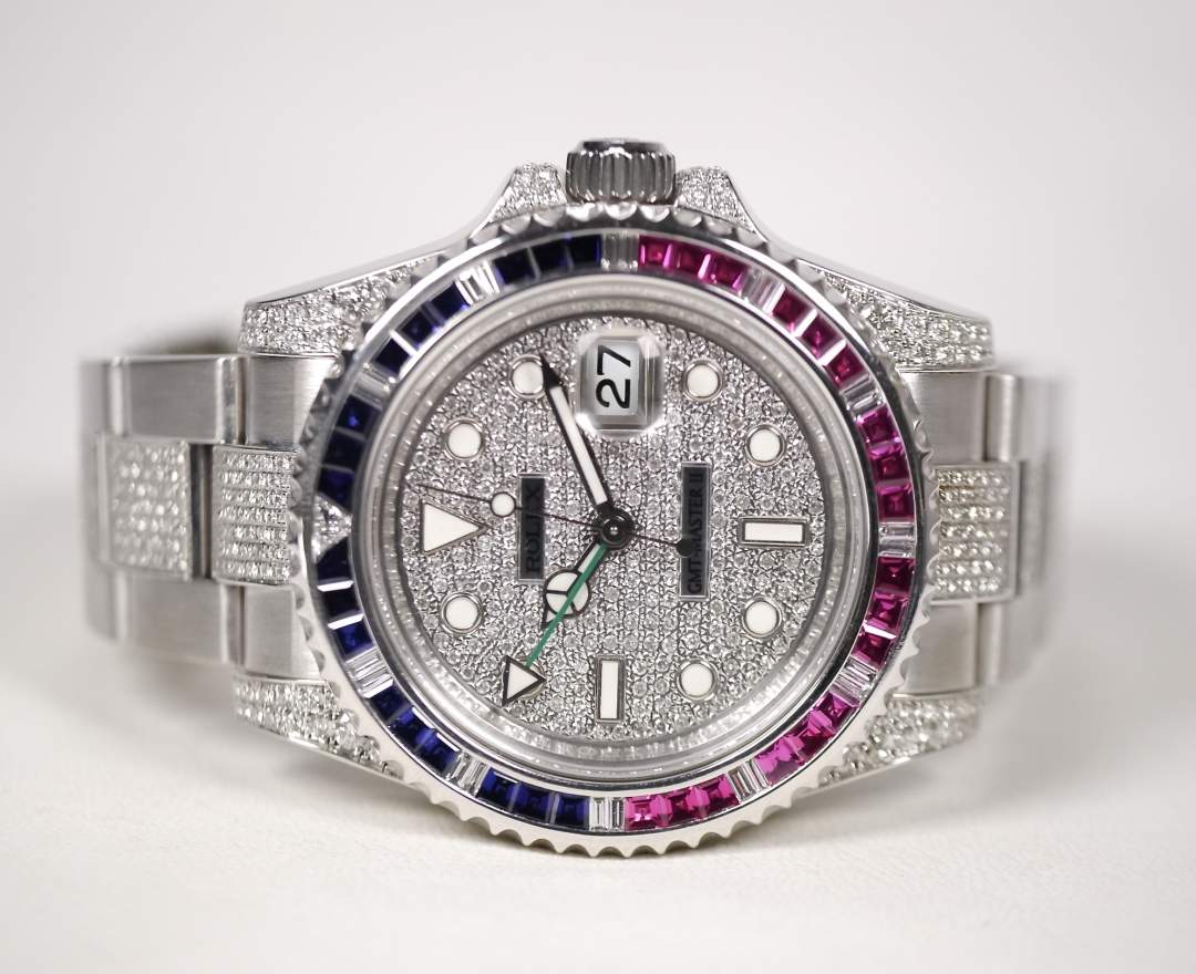 Rolex - Rolex GMT-Master II 2009 Iced Out Diamonds 116710 LC410 Japan inkl. Box & Papiere
