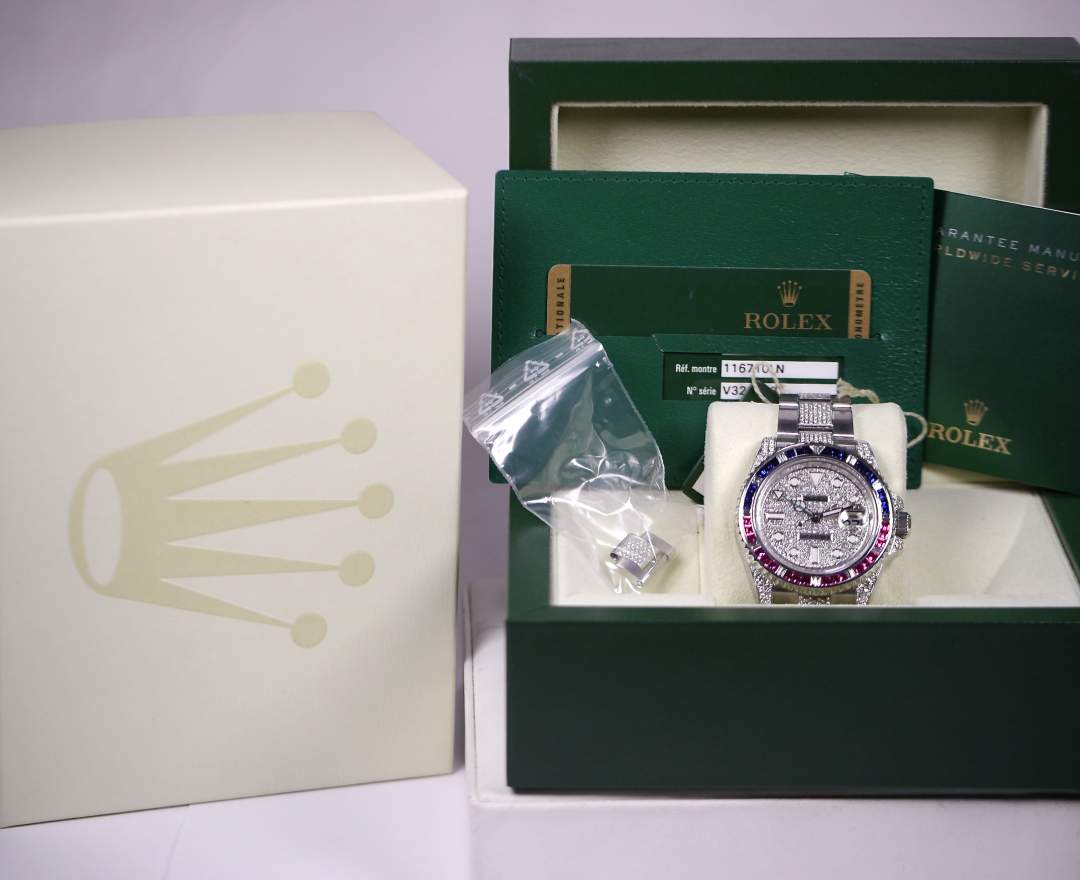 Rolex - Rolex GMT-Master II 2009 Iced Out Diamonds 116710 LC410 Japan inkl. Box & Papiere