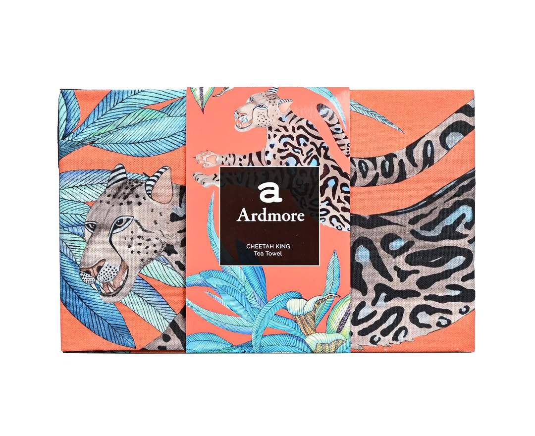 Ardmore - Ardmore, Geschirrtuch Cheetah Kings Coral , Südafrika, 50x70cm