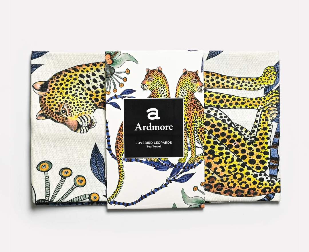 Ardmore - Ardmore, Geschirrtuch Lovebird Leopards, Südafrika, 50x70cm