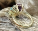 Handmade - Goldschmiedearbeit Farbstein-Diamant-Ring 14 Kt Gelbgold Thumbnail