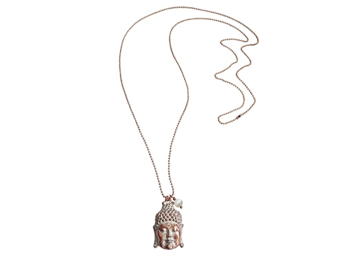 oreginal lange Kette mit Anhänger BUDDHA in Roségold mit Patina - handgefertigt oreginal lange Kette mit Anhänger BUDDHA in Roségold mit Patina - handgefertigt