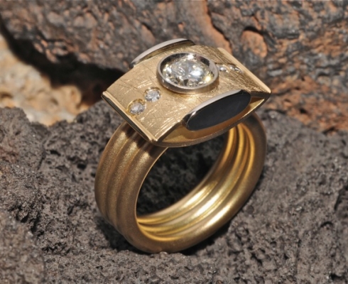  Ring mit Brillanten in 750/000 Roségold