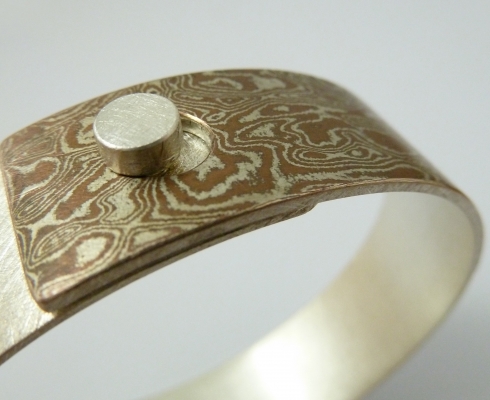 Brigitte Dombrowski - schmuck der klaren Linie - Armreif, Mokume Gane