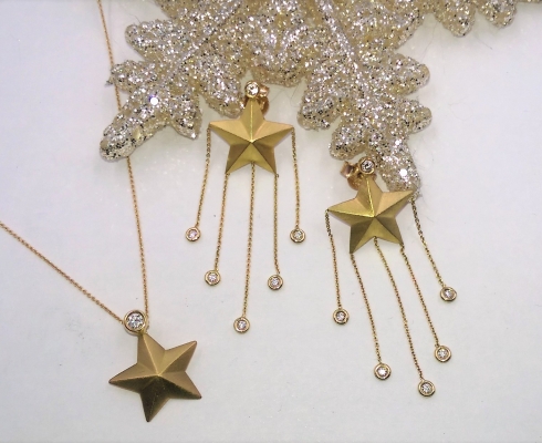 Goldschmiede Alexandra Hofmann - Ohringe und Collier in 750/- Gelbgold