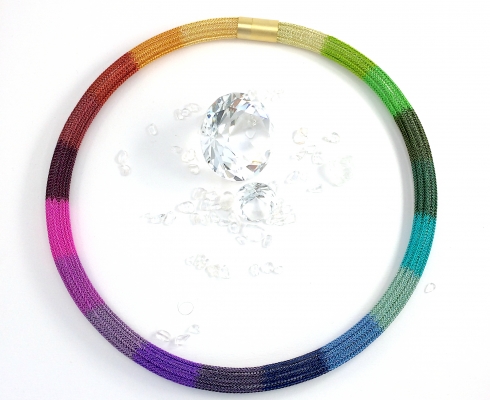 Design-Atelier Stefanie Mohr - REGENBOGEN KETTE - doppelt hand gestrickt