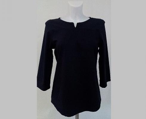 VELANGEL - Bluse schwarz oder weiss, Baumwolle, 3/4 Arm