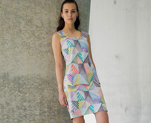 BRIGITTE BÜGE COLLECTION - Kleid mit buntem Druck aus leichter Baumwolle