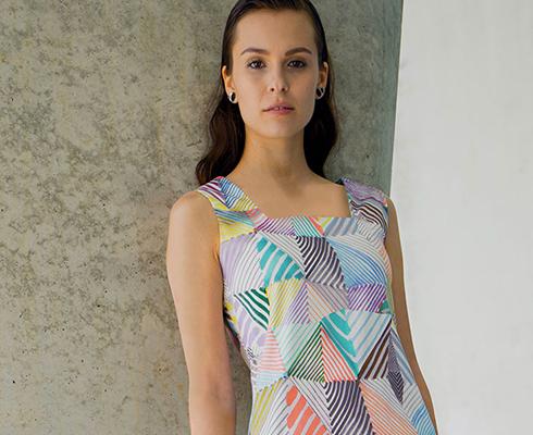 BRIGITTE BÜGE COLLECTION - Kleid mit buntem Druck aus leichter Baumwolle