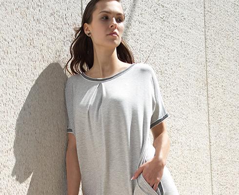 BRIGITTE BÜGE COLLECTION - Sommerlich luftiges Basic Kleid aus Ringel-Jersey