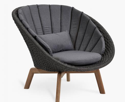 Cane-line - Peacock Lounge Chair aus Rope-Faser inkl. Polster