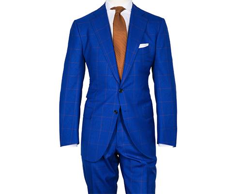 Cesare Attolini Anzug in blau mit braunem Glencheck-Muster 